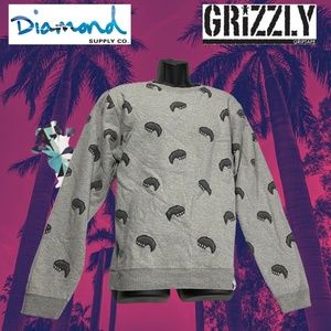 Grizzly x Diamond Supply Co. Bear Grip Pullover Crew Fleece | XL